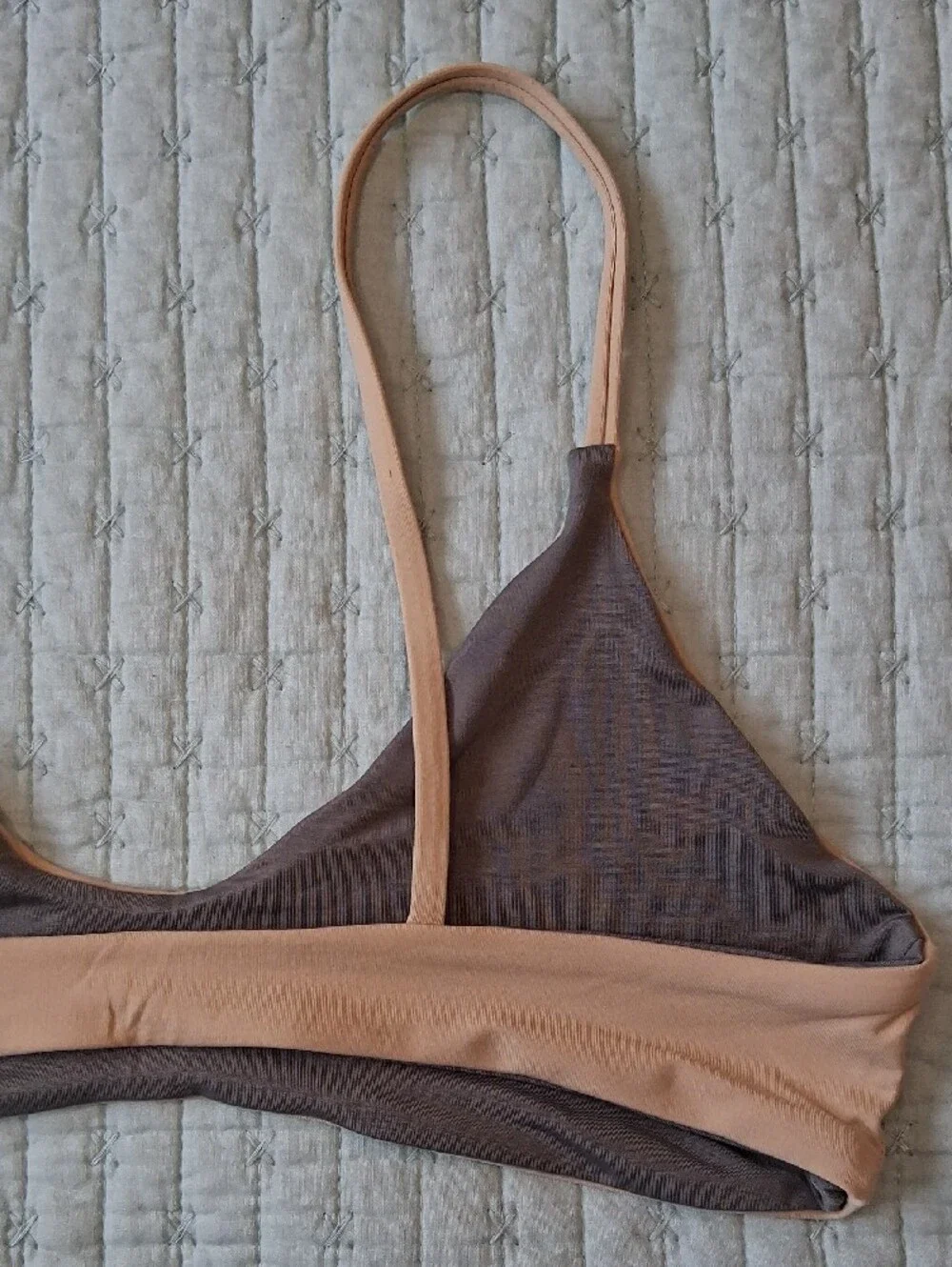 Boys + Arrows Nude and Gray Teagan Bralette Bikini Top